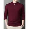 Suéter de punto grueso para hombre con cuello medio y cremallera, venta al por mayor transfronteriza, nuevo para otoño e invierno, cálido, casual, capa base de punto para mediana edad