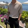 Camisa polo masculina da marca Trendyy, camiseta de verão com gola, manga curta, estilo japonês, bonito, cor pura, top de malha versátil