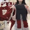 Roupas infantis de inverno para meninas Xingyuan Ano Novo, vinho tinto, xale e veludo, terno para meninas, estilo ocidental, coreano, duas peças