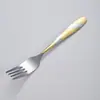 Tenedor y Cuchara de Acero Inoxidable 410 de Oriente Medio Transfronterizos con Diseños Creativos, Vajilla Doméstica Estilo Occidental, Cucharas y Tenedores Chapados en Oro al por Mayor