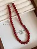 Collar de Cadena para Clavícula con Cuentas de Ágata Roja Natural Grado 7A Retro Nicho Alta Calidad Joyería para Mujeres Año Nuevo Cumpleaños