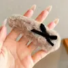 Grampo de Pelúcia Outono e Inverno Coleção Feminina Grampo Exquisito de Alto Padrão Urso Fofo Estrela de Cinco Pontas Presilha de Uma Palavra Presilha BB Acessórios de Cabelo