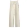Nuevos Pantalones de Pierna Ancha de Cachemira para Mujer con Cordones Otoño Invierno Engrosados Con Bolsillos Modernos Suaves Versátiles Adelgazantes de Pierna Recta Pantalones Casuales