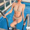 Suministro de Fábrica Nuevo Tamaño Coreano Pecho Reunido Hueco Sexy Tirante Bikini Dividido Traje de Baño para Mujer Suministro Transfronterizo
