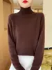 Suéter de Punto para Mujer Otoño Invierno Color Sólido Manga Raglán Cuello Alto Ajuste Relajado Modifica Hombros y Espalda Set Básico Versátil