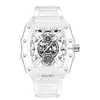 Reloj de barril de vino hueco transparente y caliente transfronterizo, reloj de moda para hombre, reloj de cuarzo resistente al agua.
