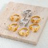 Anillo abierto de personalidad con gesto retro estilo Hong Kong, acero de titanio chapado en oro de 18 quilates, anillo que no se desvanece, joyería para mujer, nicho, anillo liso