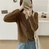 Top de punto con cuello en V y ribete de rayas texturizadas para mujer, otoño, corte ajustado, suéter versátil de manga larga como capa base