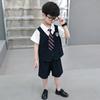 Traje de cuello camisero para niño, traje de manga corta, traje de dos piezas de estilo universitario de verano para niños, ropa de rendimiento para niños 61