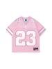 Terno de Rugby Bordado Marca Moderna Rua Americana Hip-hop Gola Redonda Camiseta de Manga Curta Casual Combina com Tudo Combinação de Cores Blusa de Manga Curta