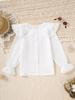Camisa Princesa para Meninas Primavera e Outono Manga Longa Botão Único Casual Cor Sólida