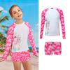 Phibee Phoebe Elefantinho Bebê Feminino Infantil Manga Longa Protetor Solar Roupa de Banho Roupa de Banho para Meninas Transfronteiriça Dividida Roupa de Banho Flamingo