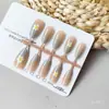 Manicura Francesa de Uñas Florales Estéreo Color Verde Claro Natural Transfronteriza 30 Piezas Desmontables para Exportación