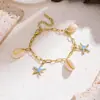 Conjunto de Colar Estrela do Mar e Concha Transfronteiriço Europeu e Americano Novo Produto Pulseira Versátil da Moda Brincos de Nicho Femininos de Verão de Alta Qualidade