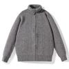 Chaqueta Cardigan de Punto para Hombre Otoño e Invierno Chaqueta Suéter Convertible de Cuello Alto Color Sólido Engrosada Tendencia Superior
