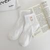 Calcetines para Mujer Calcetines de Media Pantorrilla Otoño Absorbentes del Sudor Deportivos Calcetines de Moda Bordados Primavera y Otoño Sin Costuras Tubo Medio y Corto Calcetería Fina de Algodón
