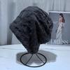 Chapéu Baotou Fino Preto Versátil Estilo Japonês Feminino Primavera e Outono ins Tricotado Popular na Internet Chapéu de Ladrilhos Empilhados Maré Verão