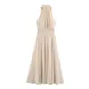 Otoño 2026 Nuevo Vestido Midi Sexy sin Mangas para Mujer con Lunares y Cuello Halter Vestido Largo de Vacaciones 0387165
