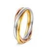 Anillo de Acero Inoxidable Creativo de Tres Eslabones para Mujer, Popular Joyería Transfronteriza Europea y Americana para Parejas, Regalo