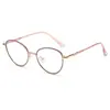 Gafas de moda de alta gama que cambian de color y protegen contra la luz azul, estilo retro ojo de gato para mujer, lentes planos, bisagras de resorte, metal, se pueden personalizar con graduación
