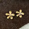 Pendientes de Botón con Patrón Floral Minimalista Coreano Frescos de Moda Versátiles Pendientes de Personalidad Lujo Ligero Sensación de Gama Alta Joyería de Oreja de Nicho
