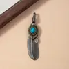 Accesorios de Joyería de Aleación DIY Colgante de Pluma Hoja Plateada Retro Xizang Accesorios Colgantes Colgante para Collar Llavero