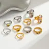 Anillo de Acero Inoxidable con Textura de Lava Estilo Transfronterizo Europeo y Americano para Mujer, Joyería de Anillo Minimalista Irregular con Microincrustaciones de Circonita