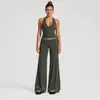 Conjunto de roupa de yoga transfronteiriço com gola halter e costas bonitas, conjunto de regata esportiva de secagem rápida para corrida ao ar livre e atividades de fitness