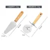 Pala para Pizza Juego de Tres Piezas Acero Inoxidable Mango de Haya Pala Redonda Pala Triangular Cuchillo de Rueda Herramienta para Hornear Pala Móvil para Pastel