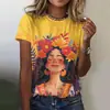 Soporta Dropshipping Multiplataforma, Ventas Directas Transfronterizas de Verano del Fabricante Original, Blusa Estampada de Manga Corta con Cuello Redondo Estilo Europeo y Americano para Mujer