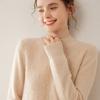 2024 Outono e Inverno Nova Cashmere Solto Feminino Meia-gola Alta Malha Base Camisa Simples Moda All-match Pele-friendly