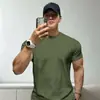 Camiseta deportiva de manga corta de algodón puro de marca moderna para hombre, cuello redondo, ropa casual de entrenamiento para fitness, top transpirable, estilo americano para hombres jóvenes, verano