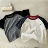 Camiseta infantil de manga corta 100% algodón 2026 nueva versátil moda simple elegante top para niños y niñas, bebés y niños pequeños, verano