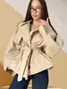 Chaqueta Corta Europea y Americana con Cordones para Ceñir la Cintura 2025 Otoño e Invierno Nueva Chaqueta de Solapa Ajustada de Moda Ropa para Mujer