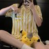 Good Dream Verão Novo Cardigã Estilo Coreano Pijama Feminino Solto ins Pijama Meninas Simples Manga Curta Shorts Casa