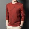 Suéter masculino de manga comprida com gola redonda, primavera e outono de 2025, simples, casual, solto, slim, estilo, camisa básica
