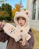 Chapéu de Pelúcia Espesso Ins Feminino de Inverno para Ciclismo à Prova de Vento Proteção Facial Chapéu Pulôver Urso Cartoon Japonês e Coreano Fofo Chapéu Lei Feng