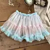 Nueva pieza mágica versátil para niñas: Falda decorativa linda de algodón y malla en capas estilo coreano para niñas pequeñas