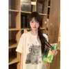 Algodão Puro 21 Contagens - 210g 100% Algodão Camiseta de Manga Curta de Verão 2026 para Mulheres com Estampa