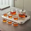 Juego de Té de Vidrio Tetera Té Kung Fu Hogareño Recepción de Invitados Tazas de Té Mesa de Té Simple Oficina Preparación de Té Juego Completo