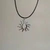 Set de Collares para Pareja Colgante Sol y Espiral - Gargantillas de Cordón Negro Vintage, Joyería Estética Unisex