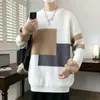 Suéter masculino inverno moda masculina outono e inverno solto preguiçoso moda cor da marca combinando camisola masculina camisa inferior suéter