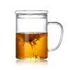 Taza de tres piezas taza de burbujas té de separación taza de té perfumada con asa taza de vidrio alto borosilicato taza de oficina taza de vidrio