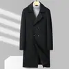 Casaco de lã outono e inverno 2023 masculino de comprimento médio caxemira espessado quente corta-vento casual coreano casaco de lã