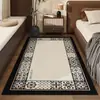 Tapete longo para quarto, tapete de cabeceira retrô de luxo leve, tapete de chão espesso para quarto, tapete de cabeceira novo estilo, lavável e não precisa lavar para em frente à cama