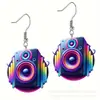 Pendientes Acrílicos Estilo Guitarra Artesanías Transfronterizas Coloridos Diseño Plano Pendientes Acrílicos 2D Nuevo Producto Fiesta