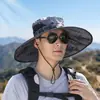 Sombrero de Sol para Hombre Verano Anti-UV Camuflaje Sombrero de Pescador Protección Solar para Exteriores Pesca y Montañismo Sombrero de Sol de Ala Ancha