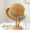Sombrero de Playa de Verano para Mujer con Ala Ancha, Sombrero Plegable de Protección Solar con Lazo Tejido