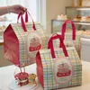 Bolsa Térmica para Postre de Pastel a Cuadros Horneado Pastelería Occidental Para Llevar Especial Desechable No Tejido Papel de Aluminio Bolsa de Empaque para Llevar