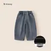Bangxuan Huzhou Zhili Roupa Infantil Calça para Meninos 2026 Inverno Calça de Lã para Crianças Pequenas Solta Versátil Calça Curva Infantil